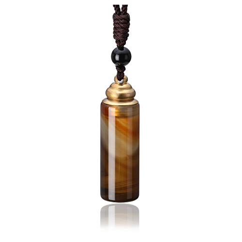 Jovivi - Collar de Mujer con Botella de Perfume de ágata Colgante Que se Puede Abrir para Cenizas de Cabello y Aceite Esencial en Caja de Regalo Colonna