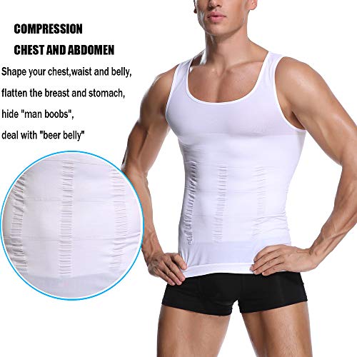 Joweechy - Camiseta de adelgazamiento para hombre, chaleco de compresión para control de barriga (blanco, XL)
