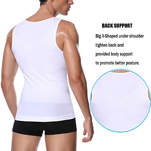 Joweechy - Camiseta de adelgazamiento para hombre, chaleco de compresión para control de barriga (blanco, XL)
