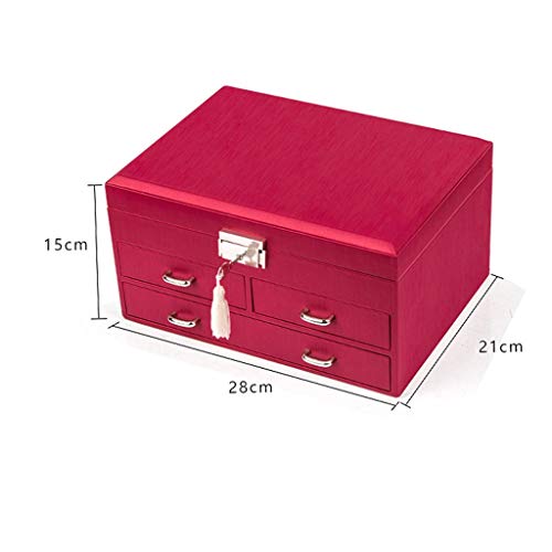 Joyero, Princess Cute European Box Korea Storage Con Cerradura Cajones De Cuero La Pu, Estuche Espejo, Viaje Portátil, Niña Anillos Regalo San Valentín, Pulseras, Aretes, Collares Decorative Trinket