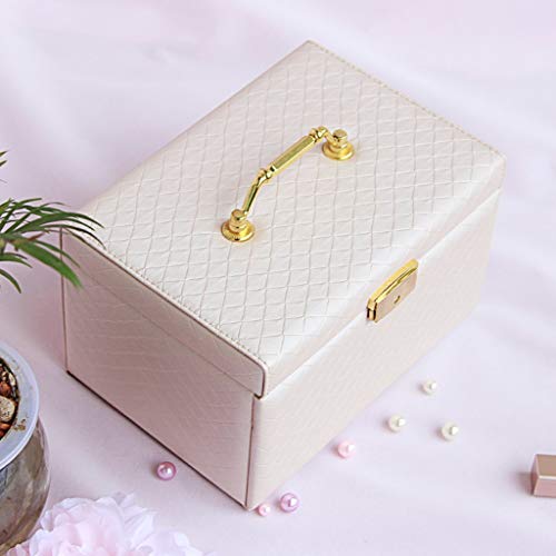 Joyero, Princess Cute European Box Korea Storage Con Cerradura Cajones De Cuero La Pu, Estuche Espejo, Viaje Portátil, Niña Anillos Regalo San Valentín, Pulseras, Aretes, Collares Decorative Trinket