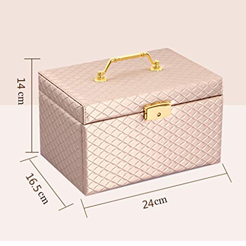 Joyero, Princess Cute European Box Korea Storage Con Cerradura Cajones De Cuero La Pu, Estuche Espejo, Viaje Portátil, Niña Anillos Regalo San Valentín, Pulseras, Aretes, Collares Decorative Trinket