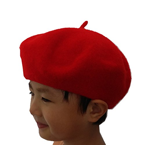 JOYHY Niños Sólido Color Estilo Francés Boina Gorrita Sombrero Rojo