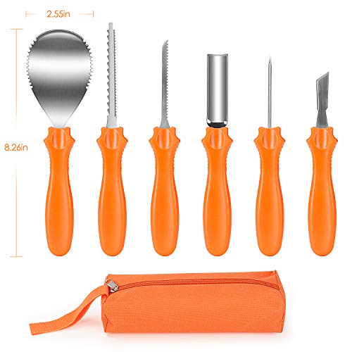 Joyjoz Calabazas Decoración, Herramientas de Talla de Calabaza, Pumpkin Carving Kit Acero Inoxidable Calabaza Talla Kit, Plantillas de Talla Decoración de Halloween