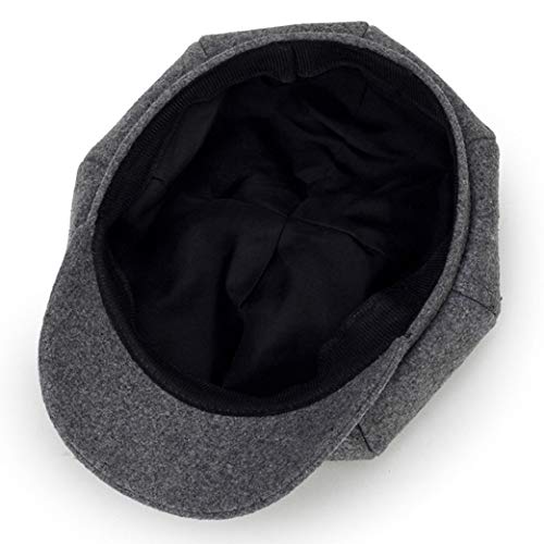 JOYOTER Sombrero Octogonal de Fieltro Vintage para Mujer Gorra Negra de Vendedor de periódicos de Invierno Sombrero de Ocio literario Snapback