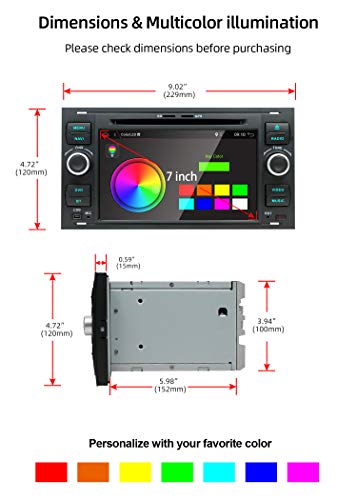JOYX Android 10.0 - 2 Din Autoradio Compatible para Ford C-Max/Connect/Fiesta/Focus/Fusion/Galaxy/Kuga/S-Max/Transit/Mondeo Schwarz GPS Navegación | LIBRE Cámara trasera Canbus | 7 pulgadas 2G+32G |