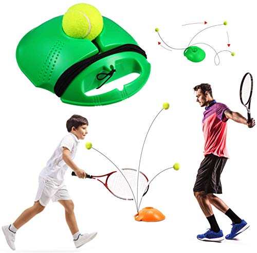 JQM Práctica Tenis en Solitario, Entrenador Tenis Rebote para Pelota Entrenamiento Adecuado para el Tiempo de autopráctica y lo Ayuda a Mejorar Las Habilidades de Entrenamiento (Color : Green)