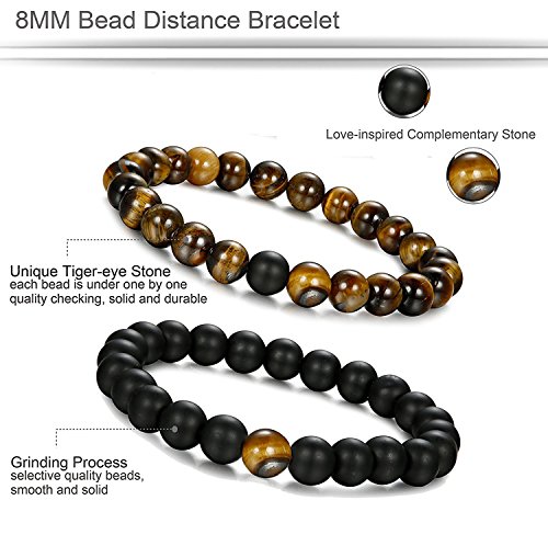 Jstyle Joyería Pulsera Hombres Mujeres Parejas Elástico Negro 8mm Pulsera