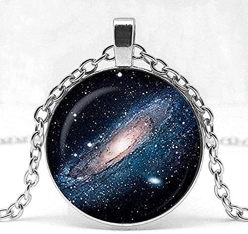 JSYHXYK Collar Collar De Hombre Nuevo Colgante De Nebulosa Espiral Retro Molino De Viento Collar De Cristal De Galaxia Joyería del Universo Colgante De Impresión Artística