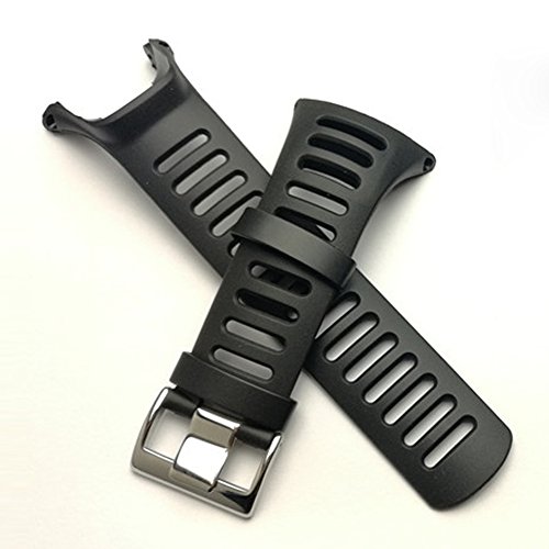 JTMM Correa para Reloj de Goma Suave, Color Negro, Repuesto, con Herramienta y Tornillos para SUUNTO Ambit 3 Peak/Ambit 2/1