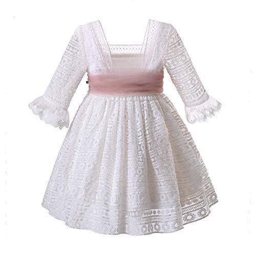Ju petitpop Lajinirr Vestido de Encaje de Ganchillo con Banda de Encaje Colorete, Vestidos niñas celebración