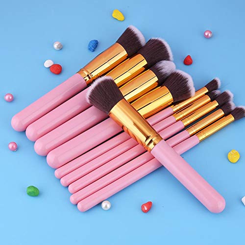 Juego de 10 Brochas para Cosméticos, Brocha para Cejas, Juego de Brochas para Maquillaje Base Pequeña y Grande para Mezclar Sombras de Ojos Brochas para Resaltar Brochas para Cosméticos Brochas