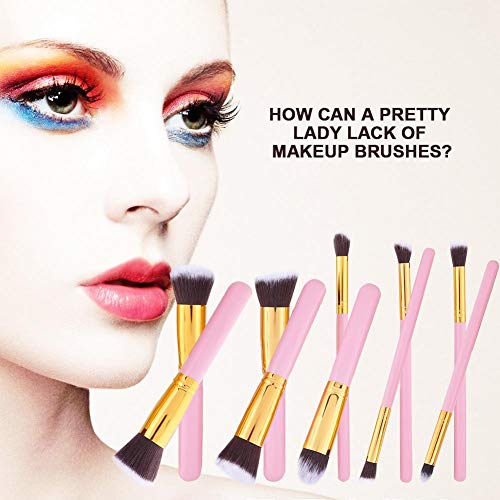 Juego de 10 Brochas para Cosméticos, Brocha para Cejas, Juego de Brochas para Maquillaje Base Pequeña y Grande para Mezclar Sombras de Ojos Brochas para Resaltar Brochas para Cosméticos Brochas