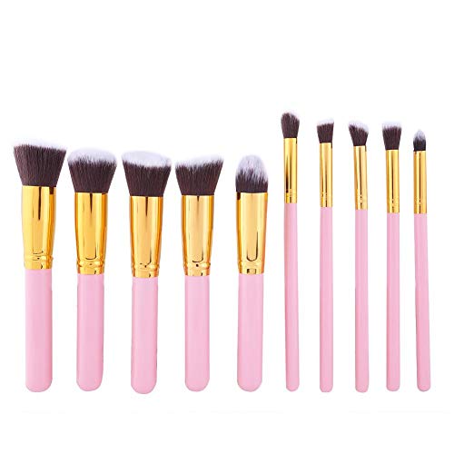 Juego de 10 Brochas para Cosméticos, Brocha para Cejas, Juego de Brochas para Maquillaje Base Pequeña y Grande para Mezclar Sombras de Ojos Brochas para Resaltar Brochas para Cosméticos Brochas