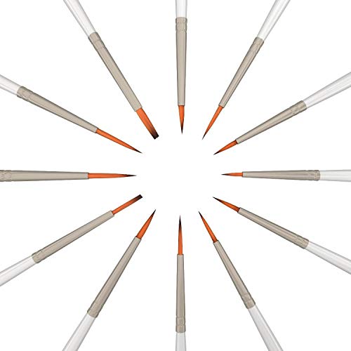 Juego de 12 pinceles de pintura con detalle de artista, pinceles de pintura en miniatura para acrílico, acuarela, manualidades, uñas, roca y pintura facial