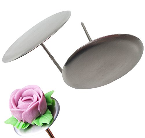 Juego de 2 uñas de flor grande, 7,5 cm de acero inoxidable, herramienta de decoración para tartas, flores, uñas, herramientas de horneado