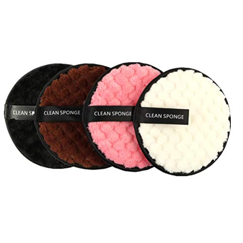 Juego de 4 almohadillas para quitar maquillaje, reutilizables, redondas, suaves, toallas de limpieza facial, lavables a doble cara, paño de microfibra multifunción.