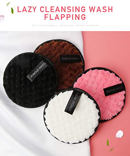 Juego de 4 almohadillas para quitar maquillaje, reutilizables, redondas, suaves, toallas de limpieza facial, lavables a doble cara, paño de microfibra multifunción.