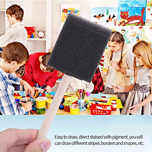 Juego de 4 brochas de esponja de espuma, mango de madera, pintura, manualidades, pinceles de dibujo, pinceles de pintura, manualidades, proyectos de dibujo, herramienta de suministro