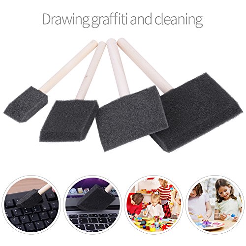 Juego de 4 brochas de esponja de espuma, mango de madera, pintura, manualidades, pinceles de dibujo, pinceles de pintura, manualidades, proyectos de dibujo, herramienta de suministro
