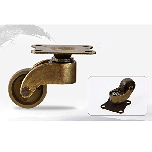 Juego de 4 ruedas giratorias, ruedas de muebles vintage, bronce aceitado, silenciador con placa de montaje, para sofá, silla, mesa de café, muebles retro (color : -, tamaño: -)