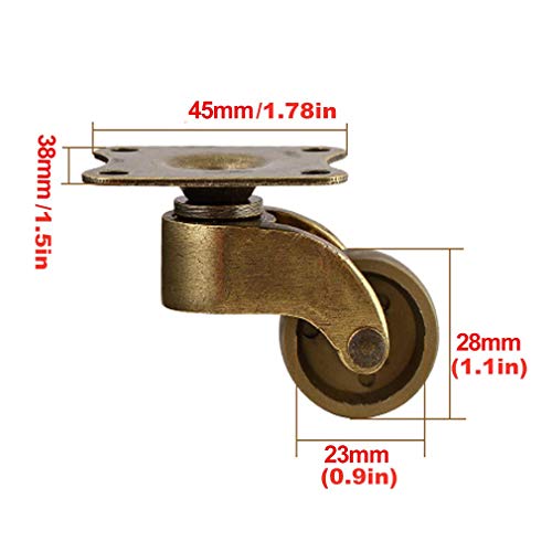 Juego de 4 ruedas giratorias, ruedas de muebles vintage, bronce aceitado, silenciador con placa de montaje, para sofá, silla, mesa de café, muebles retro (color : -, tamaño: -)