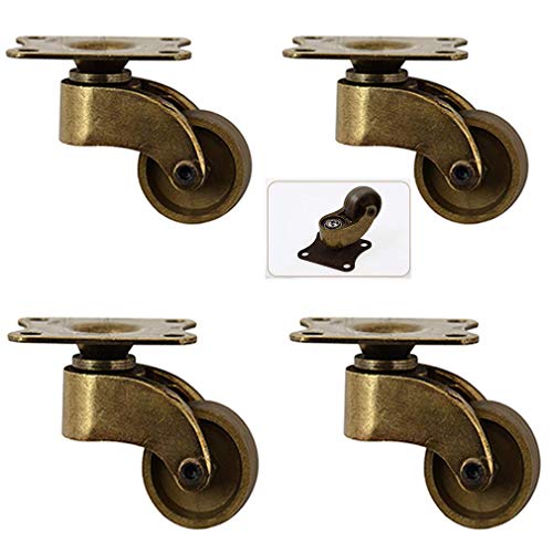 Juego de 4 ruedas giratorias, ruedas de muebles vintage, bronce aceitado, silenciador con placa de montaje, para sofá, silla, mesa de café, muebles retro (color : -, tamaño: -)