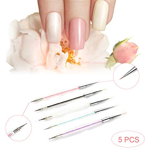 Juego de 5 herramientas de doble punta efecto mármol, con purpurina y purpurina, para reconstrucción de uñas, pintura artística en miniatura, modelo de aceites acuarelas y Dotting
