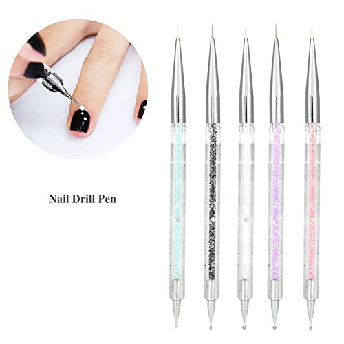 Juego de 5 herramientas de doble punta efecto mármol, con purpurina y purpurina, para reconstrucción de uñas, pintura artística en miniatura, modelo de aceites acuarelas y Dotting