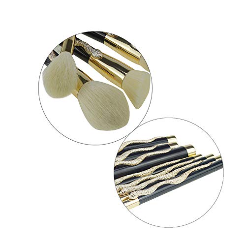 Juego De Brochas De Maquillaje De 10 Piezas, Brocha De Maquillaje Tridimensional En Forma De Serpiente, Herramientas De Belleza Multifuncionales De Fibra Artificial,Oro
