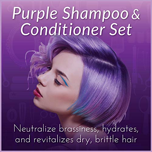 Juego de champú y acondicionador púrpura de ArtNaturals, protege, equilibra y tonifica, para cabello blanqueado, teñido, plateado y rubio, 2 botes de 473 ml