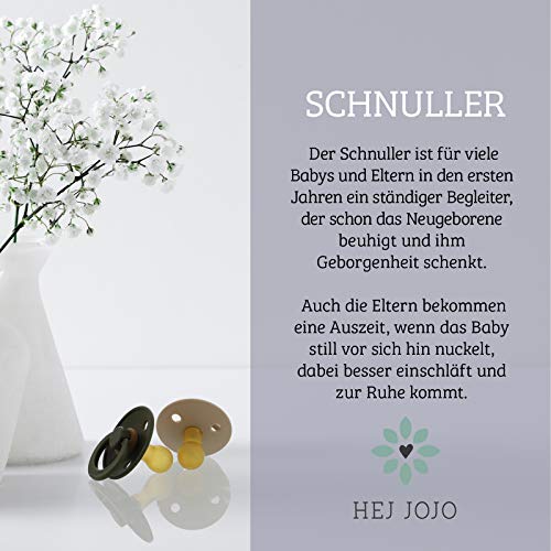 Juego de chupetes de Hej Jojo Bibs "NaturLiebe", tamaño 1 para 0-6 meses, incluye caja para chupete, 4 chupetes en bonitos tonos de tierra, caucho natural