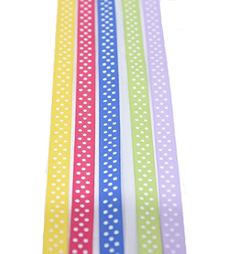 Juego de cintas de grogrén de 40 yardas (20 x 2 yardas) de 3/8" para envolver regalos, lazos para el pelo, costura, decoración de bodas, baby shower-20 x 2yd cinta de tela de lunares suizos