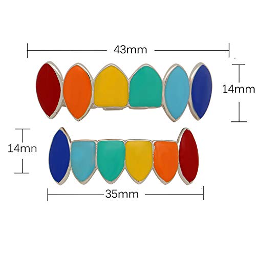 Juego De Fundas De Dientes Chapadas En Oro De Superior E Inferior Baño De Oro Tipo Arcoiris Superior De La Boca Parrillas Halloween Accesorios Colmillos para Cosplay De Vampiro