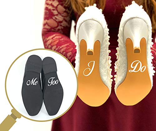 Juego de pegatinas para zapatos de boda, con texto"I Do" y"Me Too" para novia y novio, pegatinas, calzado adhesivo dorado