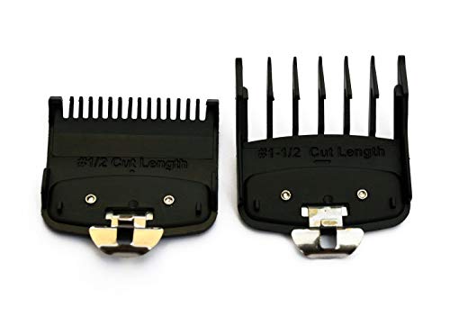 Juego de peines profesionales de fijación de línea con guía de corte de metal 1/2 1,5 mm - 1 1/2 4,5 mm Compatible con las podadoras Wahl