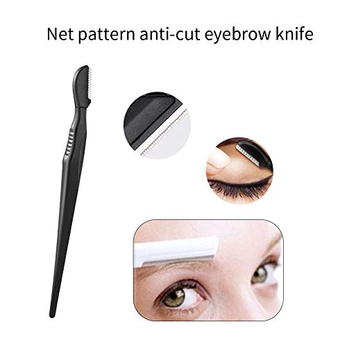 Juego de pinzas para cejas, 5 piezas de pinzas de acero inoxidable, tijeras para cejas, herramientas para recortar las cejas, pinzas, afeitadora de cejas y cepillo para pestañas, negro