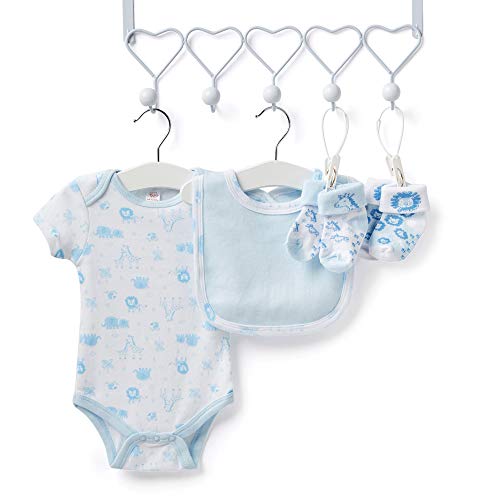 Juego de regalo para bebé, cesta azul llena de productos para bebés en 2 cajas de recuerdo para bebés