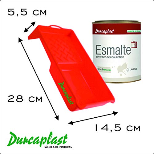 Juego de rodillos de pintura con mango y bandeja: Cubeta de plástico con 2 rodillos de piel de melocotón. Recomendado para esmaltar y lacar superficies lisas y semi-lisas metálicas o de madera.
