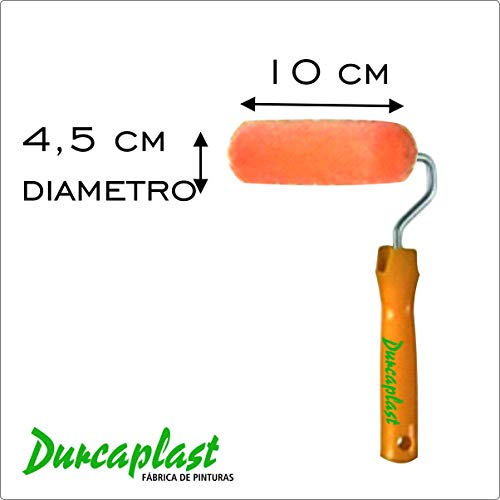 Juego de rodillos de pintura con mango y bandeja: Cubeta de plástico con 2 rodillos de piel de melocotón. Recomendado para esmaltar y lacar superficies lisas y semi-lisas metálicas o de madera.