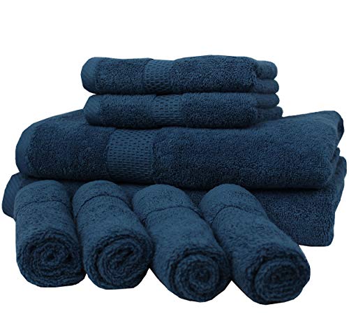 Juego de toallas de 8 piezas 100% algodón peinado de lujo, paquete de toallas de calidad premium para baño, gimnasio, hotel, spa y toalla de mano de viaje, toalla de cara, toallas de baño