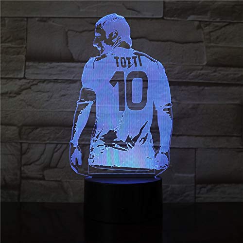 Jugador de fútbol Francesco Totti, Vista Posterior, Color de ilustración para Regalo de decoración de Dormitorio para Novio, fanáticos del fútbol, ​​luz Nocturna