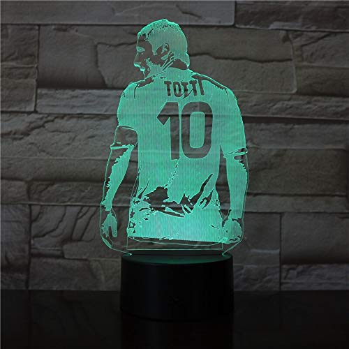 Jugador de fútbol Francesco Totti, Vista Posterior, Color de ilustración para Regalo de decoración de Dormitorio para Novio, fanáticos del fútbol, ​​luz Nocturna