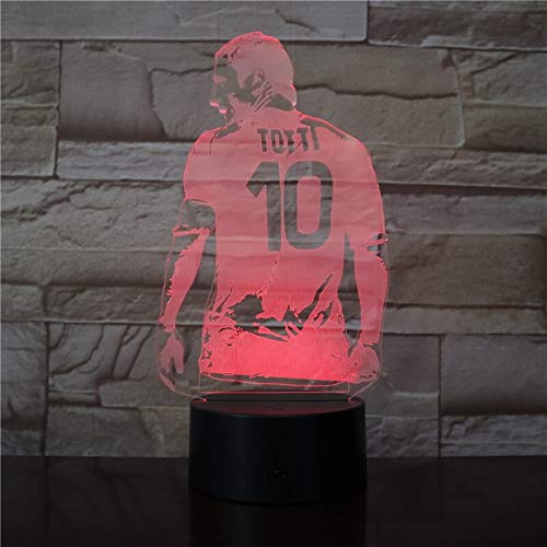 Jugador de fútbol Francesco Totti, Vista Posterior, Color de ilustración para Regalo de decoración de Dormitorio para Novio, fanáticos del fútbol, ​​luz Nocturna