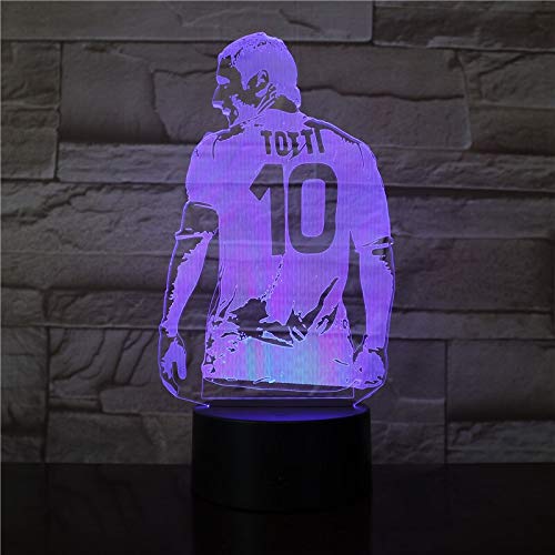 Jugador de fútbol Francesco Totti, Vista Posterior, Color de ilustración para Regalo de decoración de Dormitorio para Novio, fanáticos del fútbol, ​​luz Nocturna