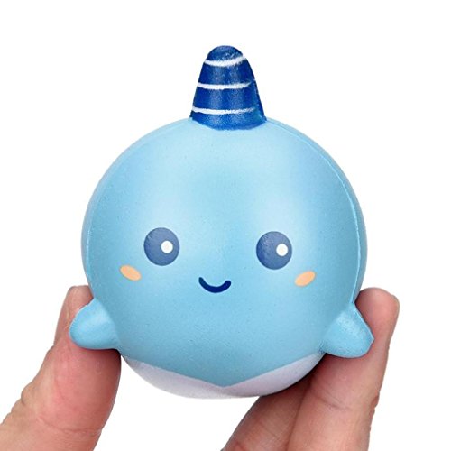 Juguetes Apretados,8 cm Unicornio Ballena Caricatura perfumado Encanto Blando de Aumento Lento Apretón Juguete Encanto LMMVP (8*6*7cm, Azul)