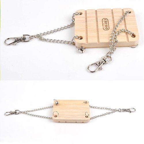 Juguetes for Animales de oscilación de Madera hámster Campana con pequeña Cadena de Bell Suspensión Poppled Colgantes Escalera Huangchuxin