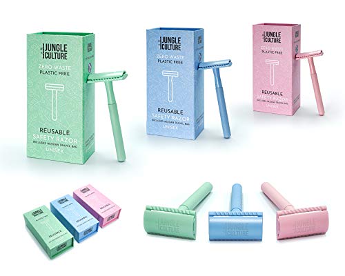 Jungle Culture® Maquinilla de Afeitar Mujer | Maquinilla Clásica Compatible con Cuchillas de Doble Filo | Maquinilla Mujer de Metal | Afeitado Manual | Zero Waste Safety Razor | Afeitado Ecológica