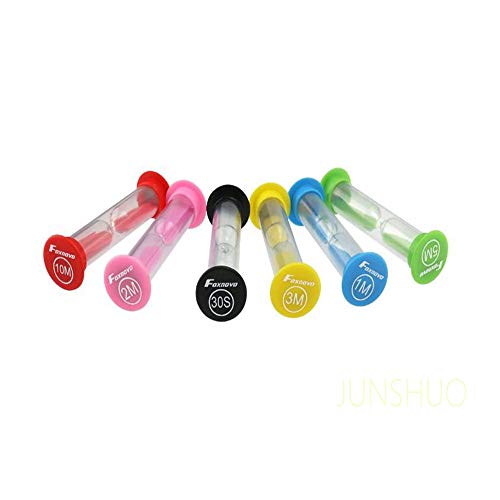 JUNSHUO 6 Colores(Color al Azar) Reloj de Arena Temporizador, Temporizador de Reloj, 30 Segundos / 1 Minuto / 2 Minutos / 3 Minutos / 5 Minutos / 10 Minutos Ideal para el Hogar, Juegos