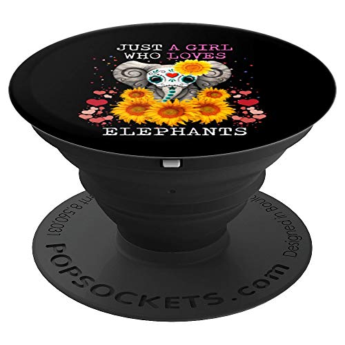 Just A Girl Who Loves Elephants - Elephant Sunflower PopSockets Agarre y Soporte para Teléfonos y Tabletas